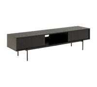 Meuble TV 2 portes coulissante et 1 niche en Mélaminé et métal - Noir