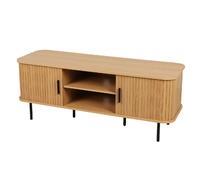 Meuble TV 2 portes coulissantes effet tasseau BONNIE - Beige