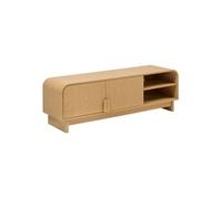 Atmosphera - Meuble TV Bas Lee Beige Effet Bouleau, L 140 x P 40 x H 45 cm, 2 Portes, Rangement - pour Salon, Séjour