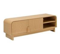 Atmosphera - Meuble TV Bas Lee Beige Effet Bouleau, L 140 x P 40 x H 45 cm, 2 Portes, Rangement - pour Salon, Séjour