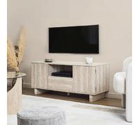 Meuble TV 2 portes et 1 tiroir 110x39x48 cm décor travertin - PORYA