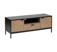Five Simply Smart - Meuble TV 2 portes et 1 tiroir en bois et métal CHEVRONS - Beige et noir