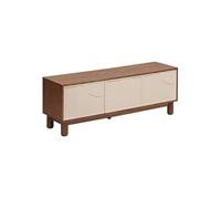 Meuble TV 2 portes et 1 tiroir design en relief JILANI - Marron et beige