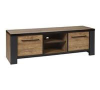 Meuble TV 2 Portes et 2 Niches Aspect Bois finition Denver et Noir - ETIENNE - ALTOBUY Marron G