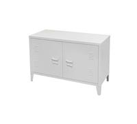 - Meuble TV 2 portes Industriel White en métal - Blanc