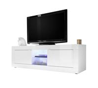Meuble TV 2 portes sans éclairage - L180 cm - Blanc
