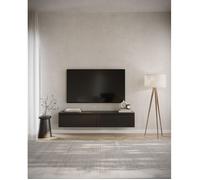 Selsey Bemmi Étagère Suspendue 28,4 x 150 x 31,8 cm Meuble TV Bas, Minimaliste, Noir, Panneau de Particules de qualité supérieure avec Bords ABS, Deux Compartiments à Rabat, revêtement en mélamine