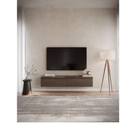 Meuble TV 2 portes -suspendu - BEMMI- 150 cm - noyer du Wisconsin