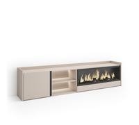 Meuble TV, 212x35x50cm, Avec cheminée électrique XXL à droite, LED, Beige, RF4817