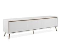 Meuble TV - ARONA - Blanc / Chêne artisan - 3 abbatants - 175 x 50 x 38 cm