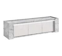 Meuble TV 3 Portes 195cm Laqué Blanc et Effet Marbre avec Leds - PRAVA - ALTOBUY Blanc G