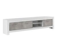Meuble TV 3 Portes L207cm Laqué Blanc Brillant et Gris Marbré - DENAE - ALTOBUY Gris G
