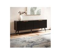 Meuble TV 4 portes 150x39x60 cm noir et doré - FREDZA