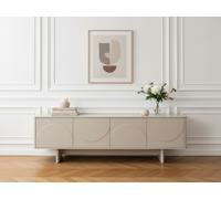 Meuble TV 4 portes 180 cm ESTEBAN formes géométriques beige BOBOCHIC Beige