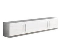 Meuble TV 4 Portes Moderne Laqué Blanc et Marbre Poignées en Métal - CLARK - ALTOBUY Blanc G