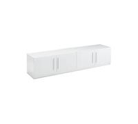 Meuble TV 4 Portes Moderne Laqué Blanc Poignées en Métal - CLARK -