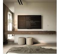 SELSEY - Meuble TV BEMMI SLIM - 300 cm - aspect bois noyer Wisconsin