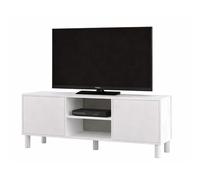 Meuble TV 65 Pouces 2 Portes 4 Niches Blanc L 160 H 59.1 P 40 cm
