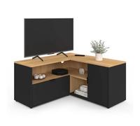 ID MARKET meuble tv d'angle BALTAZAR 2 portes et 1 tiroir 90 cm bois à poser