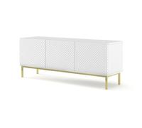 Meuble TV - AC-Déco - Ravenna - 3 portes - Finition brillante - Blanc élégant - 150 cm