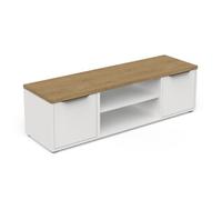Meuble TV ACCESS - 2 Portes + 1 Niche - Décor chêne Hamilton et blanc - L 134,8 x P 39,6 x H 39,1 cm - DEMEYERE