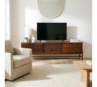 Meuble TV ADAMO L 180 cm en Bois Massif Couleur Châtaignier avec 2 Portes Coulissantes, 2 Tiroirs, Pour TV jusqu'à 203 cm (80"")