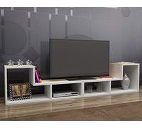 Meuble TV Ajustable cubicco - Design spécial pouvant Passer de 120 cm à 180 cm (Blanc)