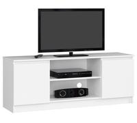 Meuble TV AKORD - Blanc - 140 cm - 2 portes - 2 étagères