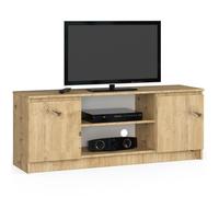 Meuble TV - AKORD - Chêne Artisan - 140 cm - 2 portes - 2 étagères