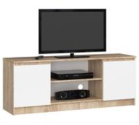 AKORD Meuble TV K-140 | Classique Meuble Télé | Banc Tele | Moderne Mauble Television | H55 x L120 x P40 cm, Poids 30 kg | Couleur: Chêne Sonoma/Blanc