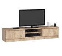 AKORD Meuble TV K-160 – 1 étagère ouverte, 2 portes battantes – Chêne Sonoma 160×40×33 cm