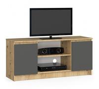 Meuble TV AKORD pour salon Chêne Artisan 120 cm - 2 portes gris graphite mat - 2 étagères