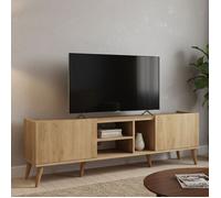 Meuble TV Alberona Dmora, en bois mélaminé chêne marron 180x34x52h cm