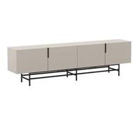 Meuble TV ALTOBUY ALDINE 4 portes mélaminé beige piètement métal laqué noir 200x35x55 cm Beige