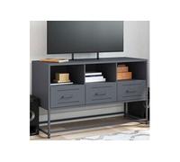 vidaXL Meuble TV anthracite 100,5x39x60,5 cm acier, support TV, buffet TV, meuble multimédia, banc TV, armoire hifi, centre 846544 Gris G