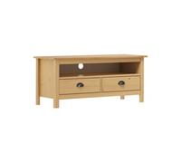 vidaXL Meuble TV Hill Range – 2 tiroirs, bois de pin solide 110x40x47 cm Marron miel