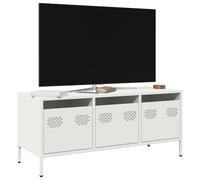 Meuble TV blanc 101,5x39x43,5 cm acier laminé à froid, support TV, buffet TV, armoire hifi, banc TV, armoire en 851231