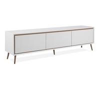 Meuble TV - ARONA - Blanc / Chêne artisan - 3 abbatants - 175 x 50 x 38 cm