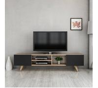 Meuble TV Assens à 2 portes 40 x 160 x 31 cm effet chêne - noir [en.casa]