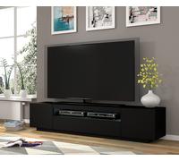 BIM Furniture Aura Meuble TV bas universel 200 cm à suspendre ou à poser sous meuble TV - Buffet hi-fi - Noir mat sans LED