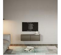 Selsey Meuble TV Suspendu Bois 100 cm Design Contemporain en Aspect Noyer 2 Abattants Basculants Système Push-to-Open Finition Authentique Idéal pour Intérieur Moderne