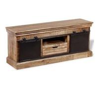 vidaXL Meuble TV avec 2 portes coulissantes Bois de manguier massif