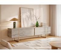 Meuble TV Luxe - Travertin, Or 180 x 30 x 50