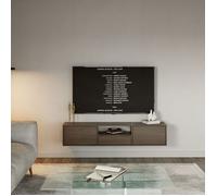 Meuble TV avec 3 abattants et une étagère - FRAMME - aspect noyer - 150 cm