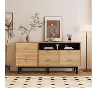 Meuble TV avec 3 portes Buffet haut Rangement Salon Moderne naturel,160x35x76 cm Bois