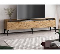 Meuble TV avec 3 portes - Naturel et anthracite - MONALIA