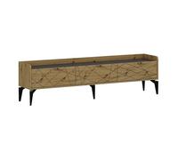 Meuble TV avec 3 portes - Naturel et anthracite - MONALIA