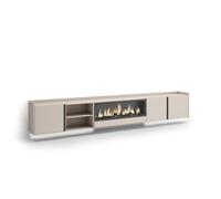 Meuble TV - Avec cheminée électrique XXL au centre - 315x35x50cm - Pour les TV jusqu'à 80"" - LED - Beige - RF4771
