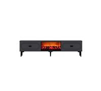 Fyra meuble tv avec cheminée led 150cm gris anthracite et noir