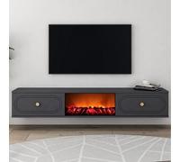 Meuble TV avec cheminée LED 150cm gris anthracite FYRI